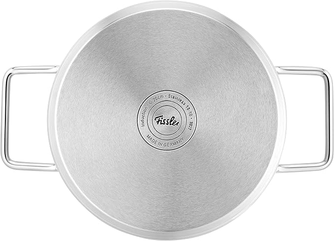 Fissler Pure Collection 6-Piece Stainless Steel Saucepan Set with Metal Lids (3 Saucepans, 1 Stewing Pan 1 Saucepan 1 Stainless Steel Care) - Induction, Silver - Image 6