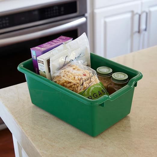 ECR4Kids Scoop Front Storage Bins, Multipurpose Organization, Green, 10-Piece | Durable plastic, GREENGUARD Gold Certified, 1.2 gallon capacity, lightweight & nestable, built-in handle, classroom/home use - Image 8