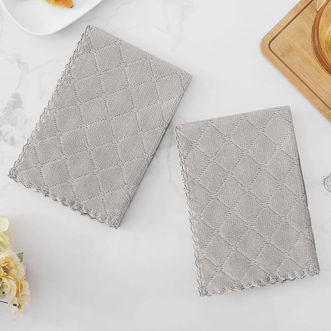 Homaxy Super Soft 16 Pack Coral Velvet Dish Cloths, 13" x 19", Grey - Image 7