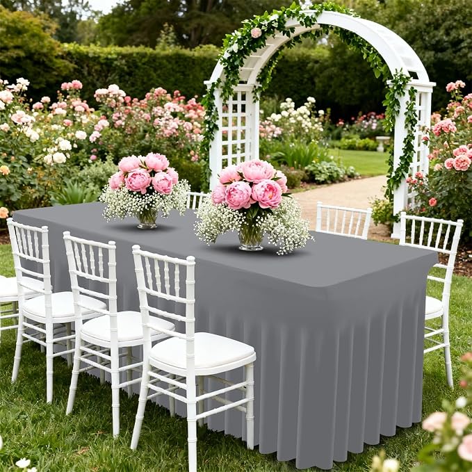 Moosfor Spandex Fitted Rectangle Tablecloth, Elastic Table Skirt - Image 7