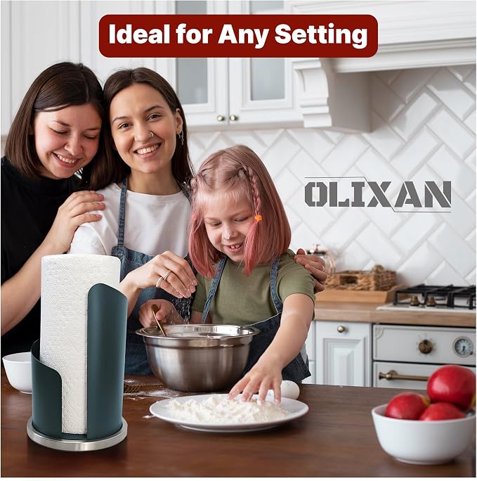 Stainless Steel Paper Towel Holder Countertop, Modern Covered Design, Weighted Base for Stability, Freestanding Easy One-Handed Operation for Kitchen & Bathroom - Image 4