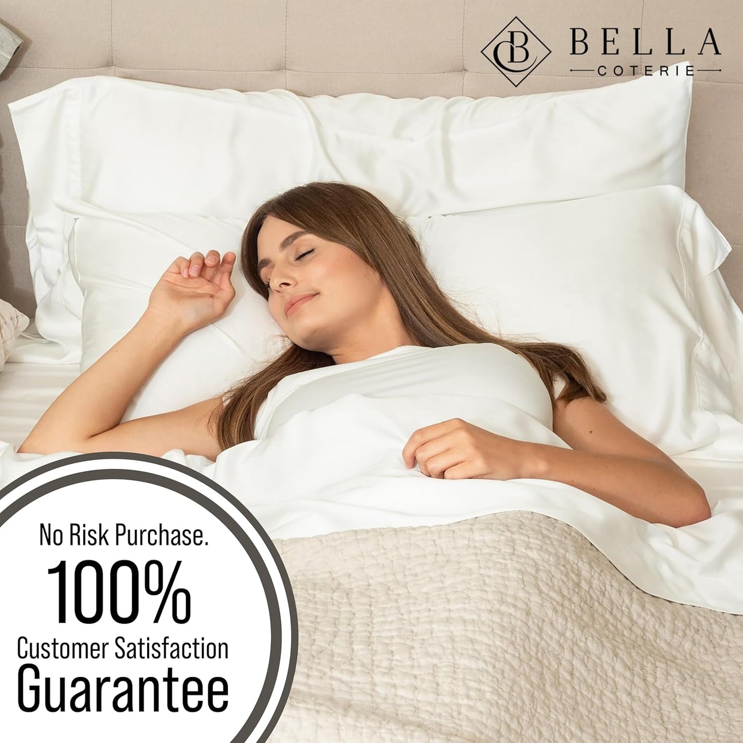 Bella Coterie Luxury Bamboo Viscose Twin Size Sheet Set | 100% Organically Grown | Ultra Soft | Cooling for Hot Sleepers | 18" Deep Pocket [White]