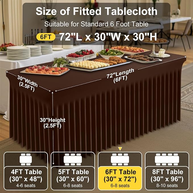 Smiry Spandex Elastic Fitted Table Cloth Skirt for 6FT Rectangle Table - Image 4
