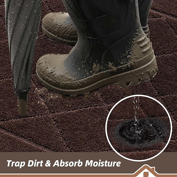 BEQHAUSE Dirt Trapper Door Mat 32" x 48", Doormat Non-Slip, Brown - Image 3