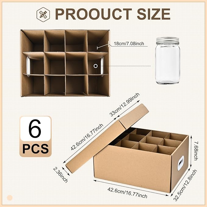 3 Pcs Canning Jar Storage Boxes, Fits 32 oz Regular or Wide Mouth Jars, 12 Cells, Mason Jar Organizer - Image 2