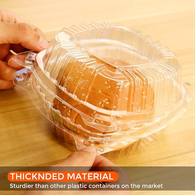 500Pcs 5.75‘’Clear Hinged Plastic Containers,Clear Plastic Take out Containers,Square Hinged Food Container,Disposable Clamshell Dessert Container,Clamshell Take Out Containers for Dessert (500) - Image 4