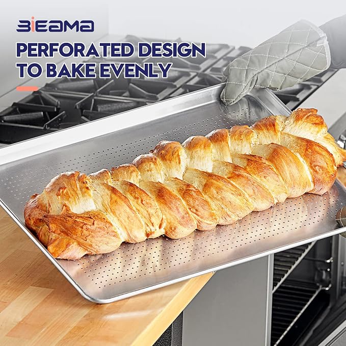 BIEAMA 6 Pack Perforated Half Size 18" x 13" Baking Sheet Pan | Aluminum Commercial Bakery Equipment Cookie Sheets, NSF Approved Baking Tray - Image 7