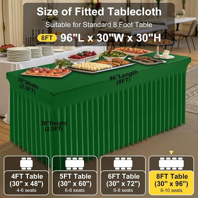 Smiry Spandex Elastic Fitted Table Cloth Skirt for 8FT Rectangle Table - Image 4