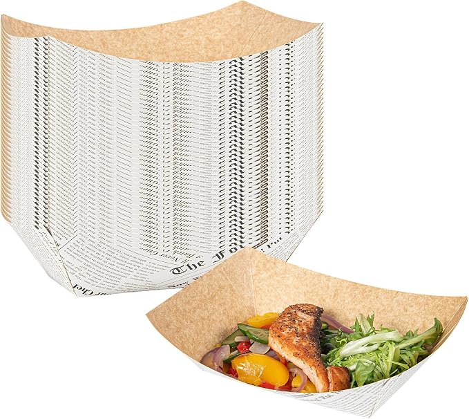Restaurantware Paper lb Newsprint Food Tray Boat, 50 Pack by Restaurantware
