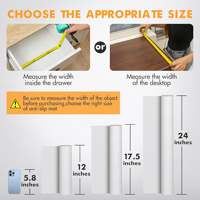 Viseeko Shelf and Drawer Liner for Kitchen Cabinet, White, 18in x 20ft - Image 4