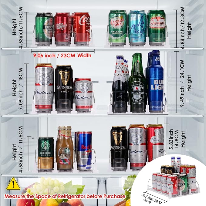 Automatic Soda Can Organizer for Refrigerator Can Dispenser for Beer Soda Seltzer Drink Pop Can Holder Self-Pushing Drink Organizer for Fridge Storage 12 cans of 11.15oz 12oz 16oz 16.9oz - Image 3