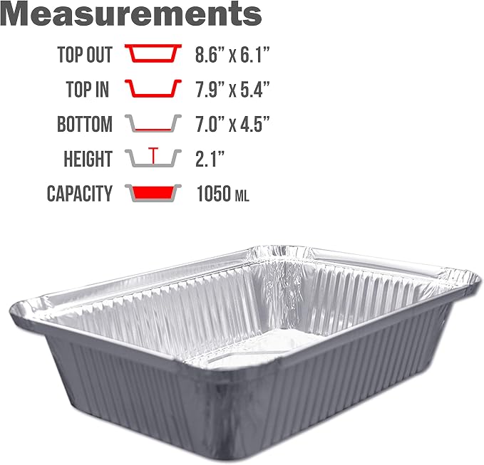 (480 Pack) Premium 2.5-LB Takeout Pans with Lids - 8.6" x 6.1" x 2" l Heavy Duty Disposable Aluminum Foil for Catering Party Meal Prep Freezer Drip Pans BBQ Potluck Holidays - Image 3
