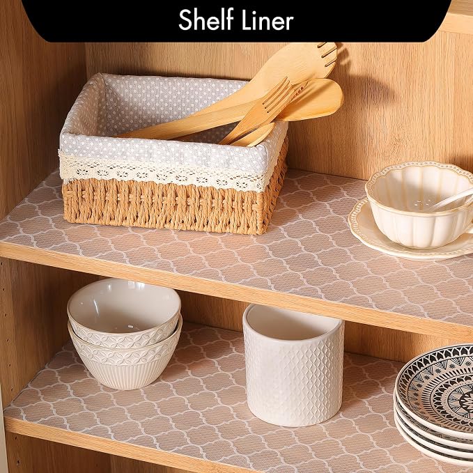 Cooyes Shelf Liner for Kitchen Cabinets – Non-Adhesive Waterproof Drawer Liner – Durable EVA Material Easy-to-Cut Shelf Paper for Refrigerator, Cupboard, Dresser with Modern Pattern (17.7"W x 78.7"L) - Image 4