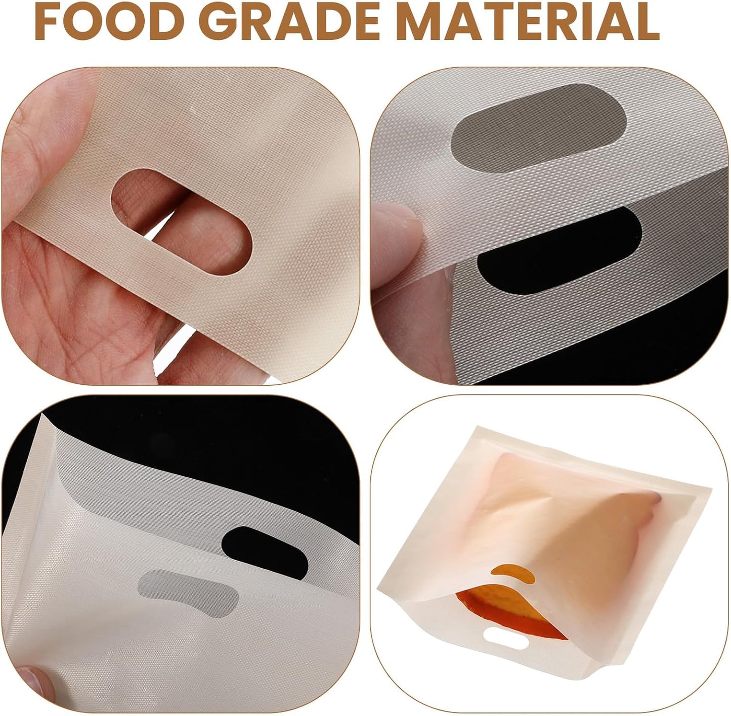 simarro 8-Pack Toast Bags, Reusable Toast Bags, 3 Sizes Heat Resistant Non-Stick Sandwich Toasted Cheese Toasting Bag, Washable Toast Bag for Toasted Sandwiches, Chicken Panini and Toast