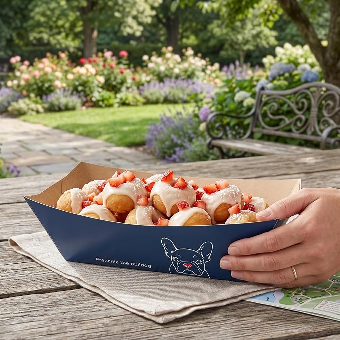 Restaurantware-Bio Tek 1 Pound Food Trays, 50 Disposable Paper Food Trays - Heavy-Duty, Greaseproof, Frenchie Paper Food Boats, For Snacks, Appetizers, Or Treats, Use At Parties Or Carnivals - Image 5