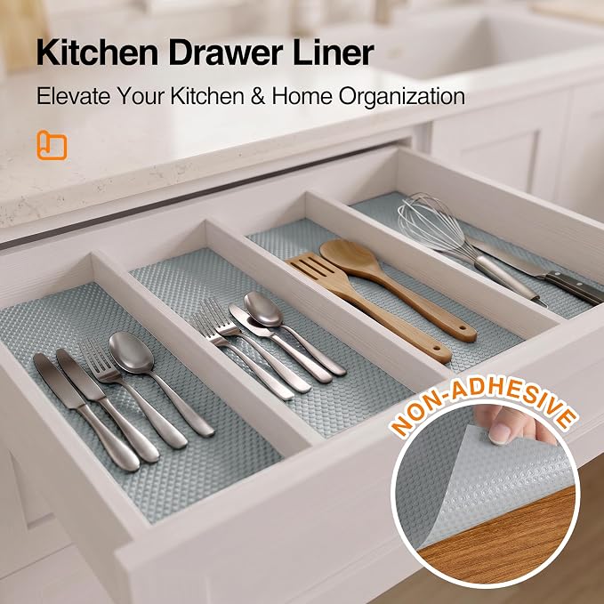 Shelf Liners for Kitchen Cabinet Waterproof: 20"W x 300"L Large Light Gray - Image 4