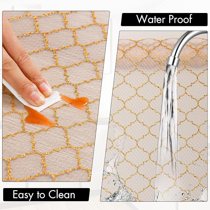 Cooyes Shelf Liner, Non Adhesive Drawer and Cabinet Liner, EVA Washable Oil-Proof Shelf Paper for Kitchen Cabinets, Refrigerator, Storage, Desks with Modern Pattern - Image 5
