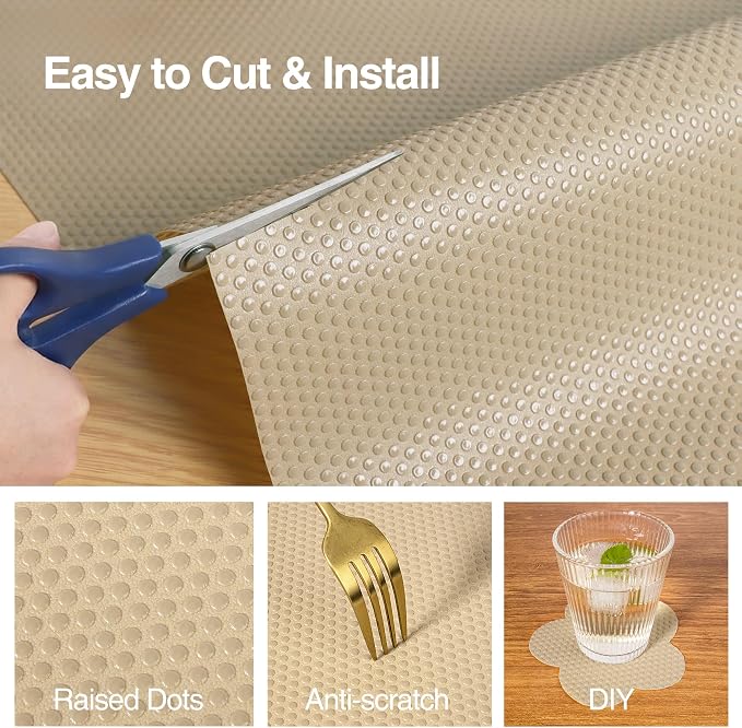 FLPMIX Shelf Liners for Cabinets Khaki: Large Waterproof 19" W x 300" L - Image 5
