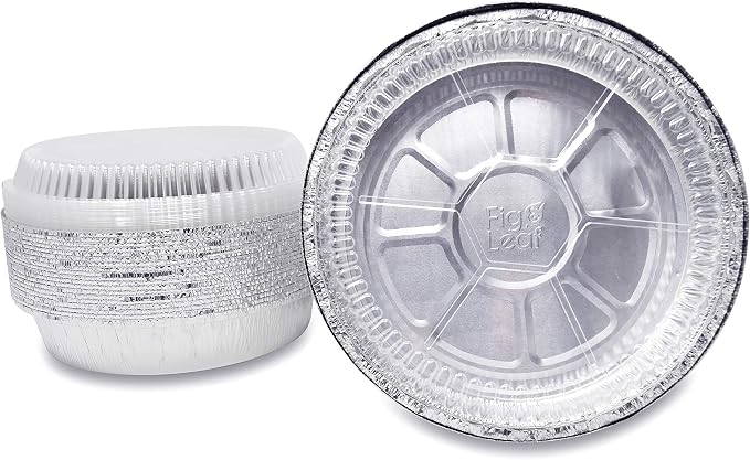 Fig & Leaf (45 Pack) Premium 9-Inch Round Foil Pans with Plastic Dome LIDS l Heavy Duty l Disposable Aluminum Tin for Roasting, Baking, Cake or Cooking - Image 9