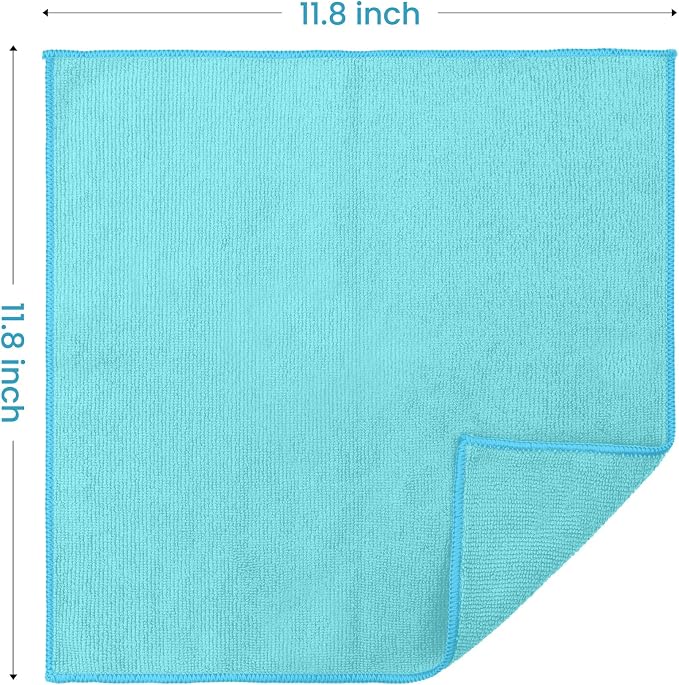 34 Pack Microfiber Cleaning Cloth, 11 Assorted Colors Cleaning Rags for Housekeeping, Colorful Reusable Microfiber Towels for Car, Kitchen, Bathroom and Household Cleaning Supplies, 11.8"X11.8" - Image 2