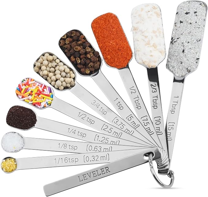 Measuring Cups and Spoons Set, 18/8 Stainless Steel Measuring Cups and Spoons set 17, Metal 7 Metric Measure Cups and 9 Dry Measure Spoons with 1 Leveler for Kitchen & Baking - Image 3