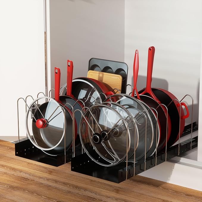 Golener 4 Adjustable Dividers Pull Out Pots and Pans Organizers - Image 6