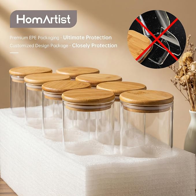 Large Glass Storage Containers with Bamboo Lids for Flour & Sugar, 2 Pack | Airtight Pantry Jar for Flour, Sugar & Rice, Durable Borosilicate Glass Canisters Keep Food Dry & Fresh, Easy to Fill & Clean - Image 7