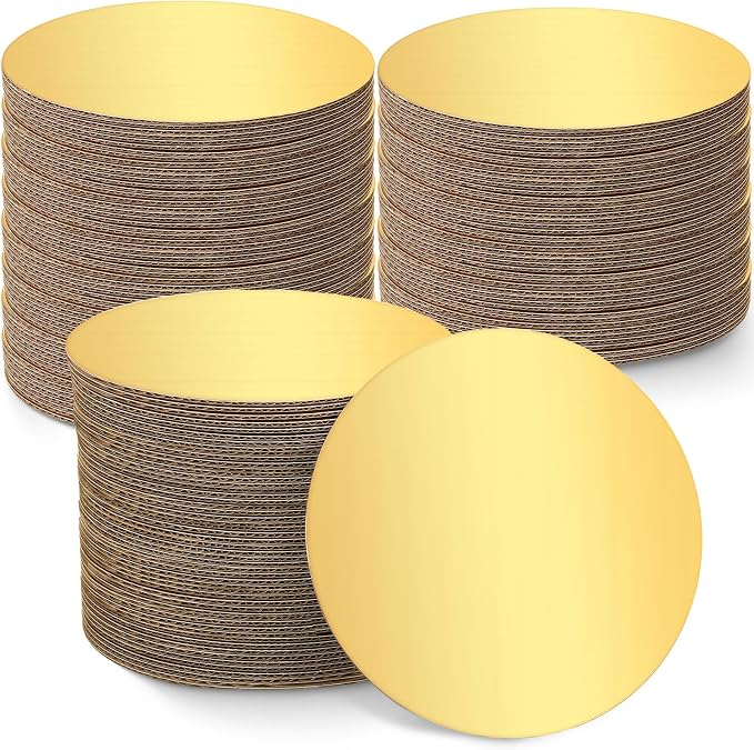 Potchen 100 Pack 8 Inches Round Cake Boards Cardboard, Gold by Potchen