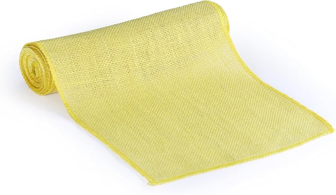 MDS® Pack of 5 Natural Burlap Table Runner, 12 x 108 Inch, Jute Rustic Farmhouse Boho Table Decor for Wedding Reception, Dining Table, Bridal Shower, Baby Shower & Party Decorations - Yellow - Image 4
