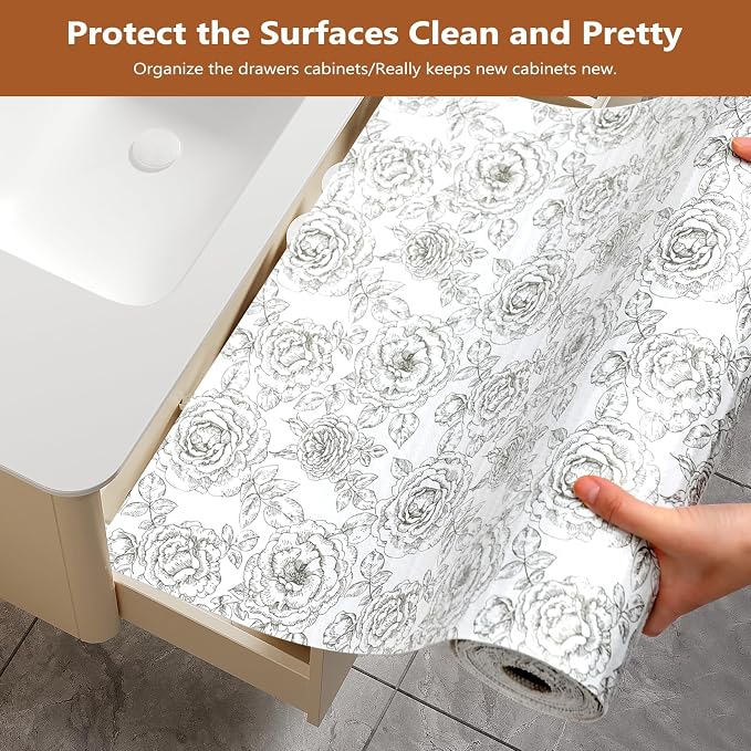 Shelf Drawer Liner for Kitchen Cabinets Non Adhesive, Slip Resistant Strong Grip Thickened Cabinet Liners for Shelves, Non Slip Plastic Shelving Paper for Cupboard, Dresser, Pantry(Rose, 17.5" x 20FT) - Image 2