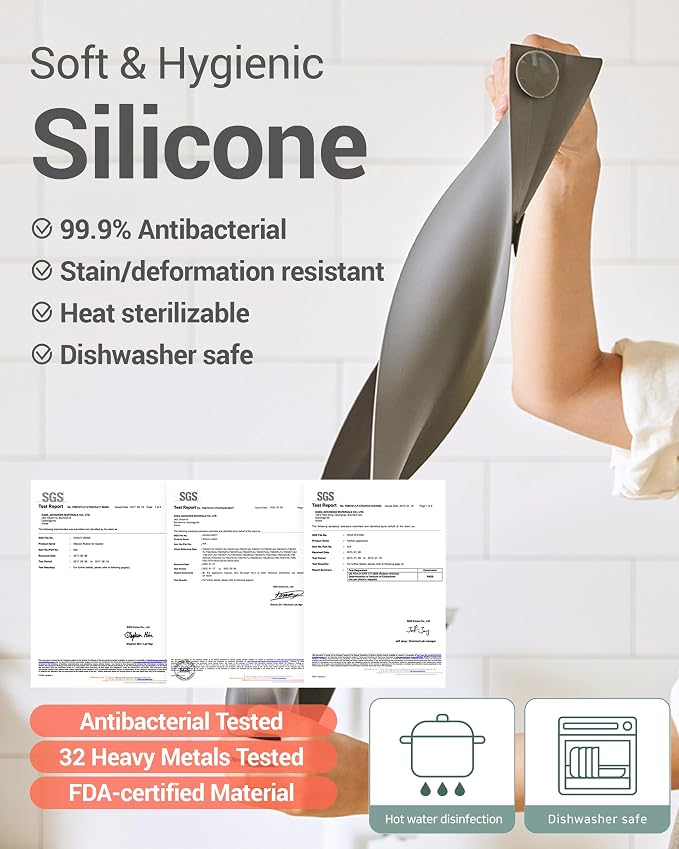 DEARCUS Kitchen Sink Splash Guard 23 Inch - Soft Silicone Water Shield Keeps Clothes & Countertops Dry, Strong Suction Non-Slip, No More Wet Sleeves or Sore Arms - Dishwasher Safe (Deep Gray) - Image 5