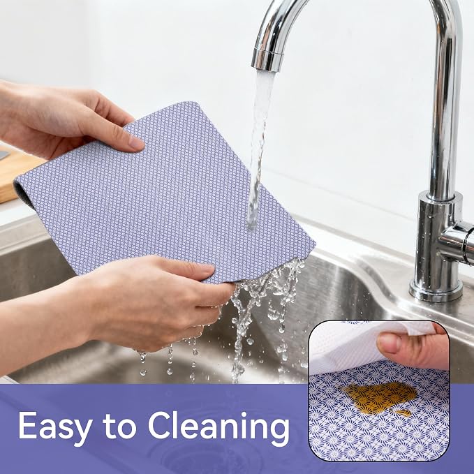 FIFTY FEET 18"x96" Non-Adhesive Shelf Liner for Kitchen Cabinets and Drawers, Washable Non-Slip PVC Cabinet Liner (Blue Circle)(9 Roll) - Image 4