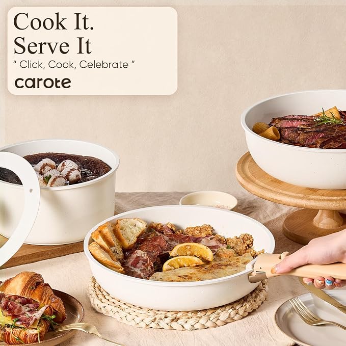 CAROTE 21pcs Pots and Pans Set Non Stick, Cookware Set Detachable Handle - Image 5