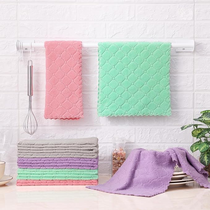 Homaxy 12 Pack Super Soft Absorbent Dish Towels, 10" x 20", Multi Color - Image 6