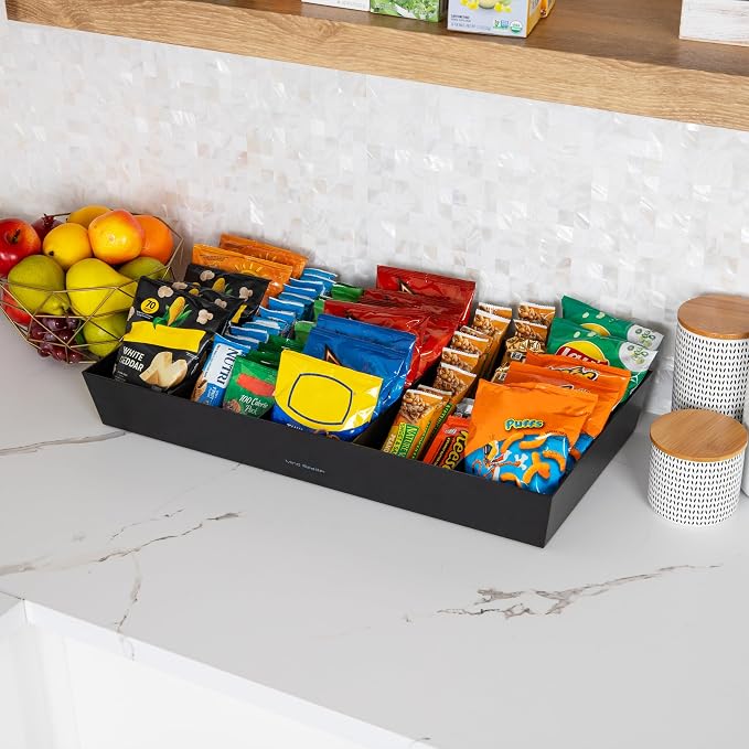Mind Reader Snack Tray, Countertop Organizer, Snack Tray, Pantry, Breakroom, Kitchen, Black - Image 2