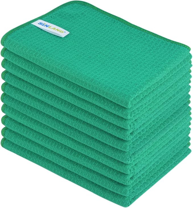 SINLAND Sublimation Blank Towels Waffle Kitchen Towel Green 16x24 10 Pack by SINLAND
