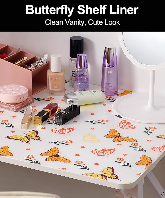 Cooyes Shelf & Drawer Liner for Kitchen Cabinets Non-Adhesive, Waterproof and Washable EVA Shelf Paper, Protect & Decorate Dresser, Bathroom, and Cupboards (Colorful Butterfly, 17.5" W x 78.7" L) - Image 6