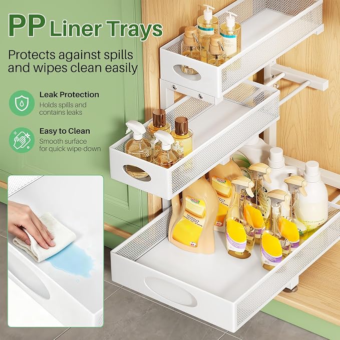 Kitstorack Under Sink Organizer 3-Tier Slide Out Drawer for Bathroom 2-Pack - Image 8