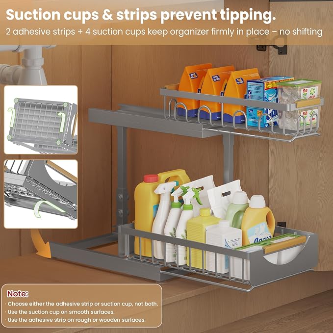 Under Sink Organizer and Storage for Bathroom and Kitchen - 2 Pack 2 Tier - Image 5
