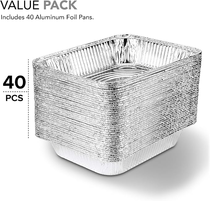 Stock Your Home 9x13 Aluminum Pans (40 Pack) - Disposable and Recyclable Foil Trays - Half Size Steam Table Deep Pans - Tin Foils for Cooking, Heating, Storing, Prepping Food - Image 3