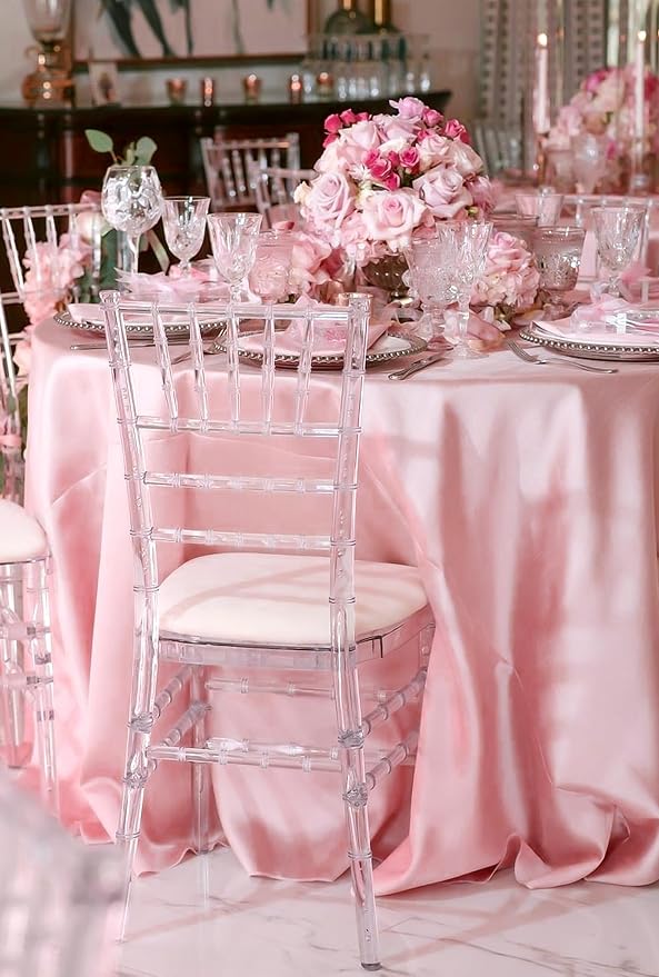 12 Pack 90 Inch Round Satin Tablecloth, Rose Gold - Image 4