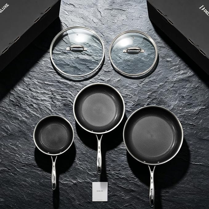 Deluxe 13 Piece Hybrid Ceramic Nonstick Stainless Steel Cookware Set - Image 4