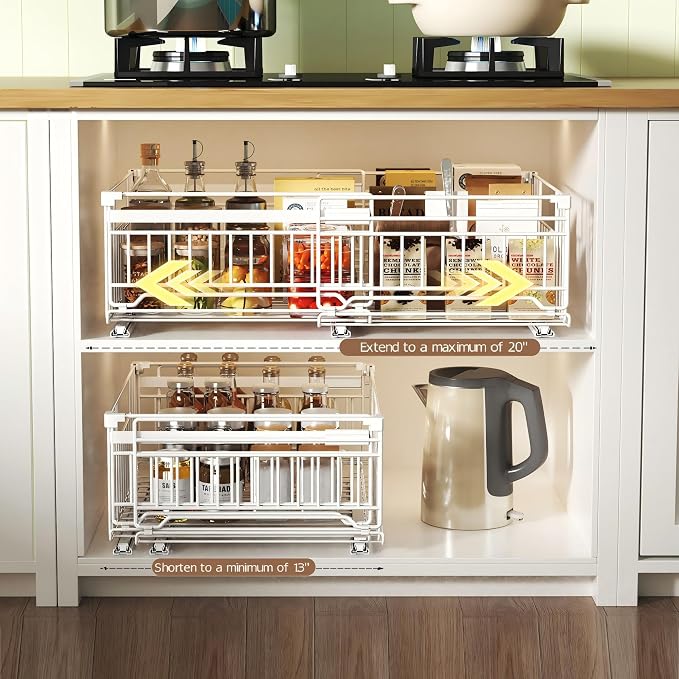 NETEL 2 Pack Expandable Pull Out Cabinet Organizer, 15" Deep - Image 3