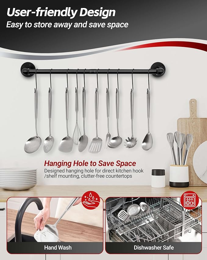 304 Stainless Steel Kitchen Utensils Set, 15PCS All Metal Cooking Tools Set with Whisk, Turner, Tongs, Ladle & Masher, Heavy Duty Dishwasher Safe Kitchen Gadget Set for Home & Professional Cooking - Image 6