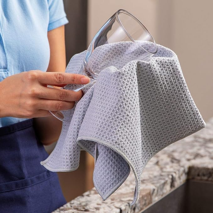 Kitchen Towels - Bulk Microfiber Waffle Weave Towels | 16 x 16 in. (198 Count) | Absorbent, No Lint, Thick, Reusable, Commercial, Soft, Hand, Tea, Bar, Sublimation Blank, Polyester Cloths | Gray - Image 6
