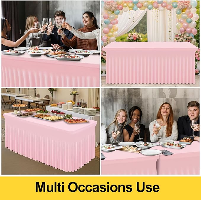 Smiry 2 Pack Spandex Elastic Fitted Table Cloth Skirt for 8FT Table - Image 5