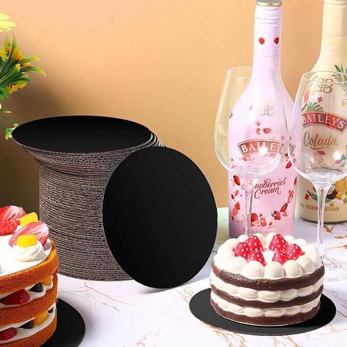 Potchen 100 Pack 6 Inches Round Cake Boards Cardboard, Black - Image 7