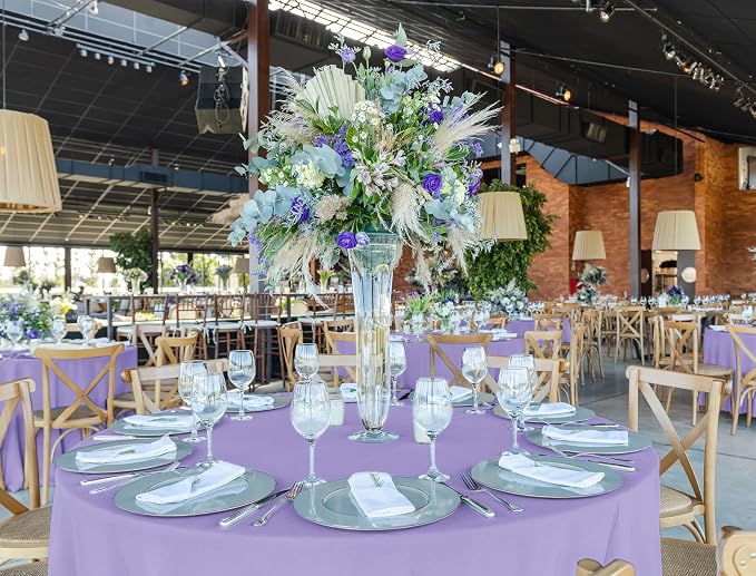 10 Pack Lavender Round Tablecloths,120 Inch Polyester Table Cloth - Image 4