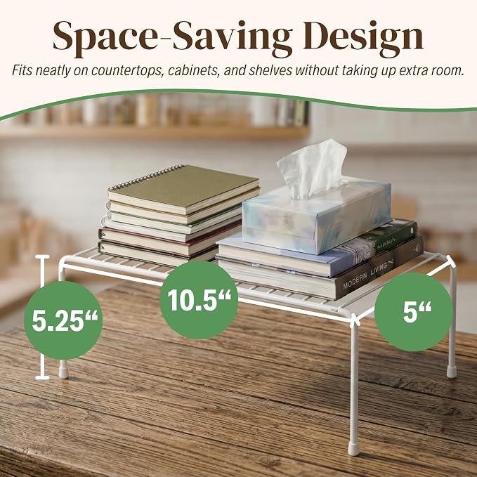 Evelots Wire Shelf Organizer Set, Metal Cabinet Shelf Risers, 6-Pack, White - Image 2