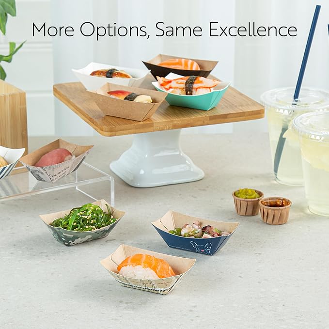 Restaurantware-Bio Tek 2 Ounce Food Trays, 400 Disposable Paper Food Trays - Heavy-Duty, Greaseproof, Pink And White Paper Boats, For Snacks, Appetizers, Or Treats, Use At Parties Or Carnivals - Image 5